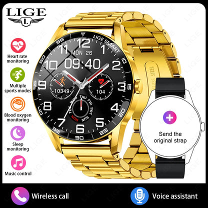 LIGE New 1.38" HD Smart Watch Men Bluetooth Call Men Women Watches Health Monitoring Sports Pedometer IP68 Waterproof Smartwatch
