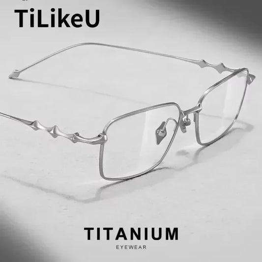 2025 Fashion Korean Titanium Glasses Frame Men Retro Square Eyeglasses Rectangular Eyewear Women Optical Lenses Prescription