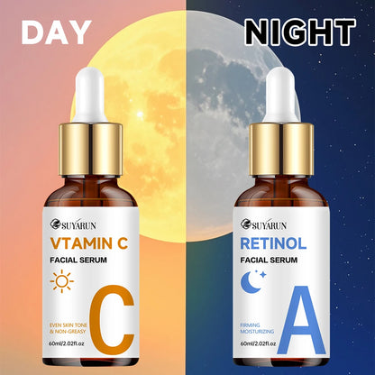 SUYARUN Premium Vitamin C + Retinol Serum for Face - Anti-Aging Brightening Skin Care, Dark Spot Corrector.