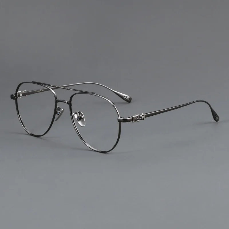 FIRADA Fashion Glasses Retro Pure Titanium Aviator Eyewear Comfortable Double Beam Prescription Eyeglasses Frame For Men 5125-C
