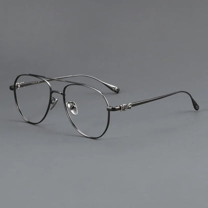 FIRADA Fashion Glasses Retro Pure Titanium Aviator Eyewear Comfortable Double Beam Prescription Eyeglasses Frame For Men 5125-C