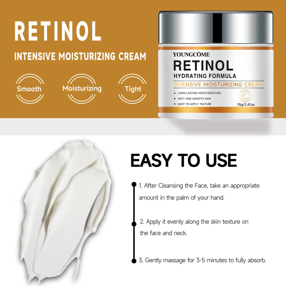 YOUNGCOME Retinol & Hyaluronic Acid Night Cream - Anti Aging Firming Moisturizer for Wrinkles, Fine Lines & Hydrated Skin