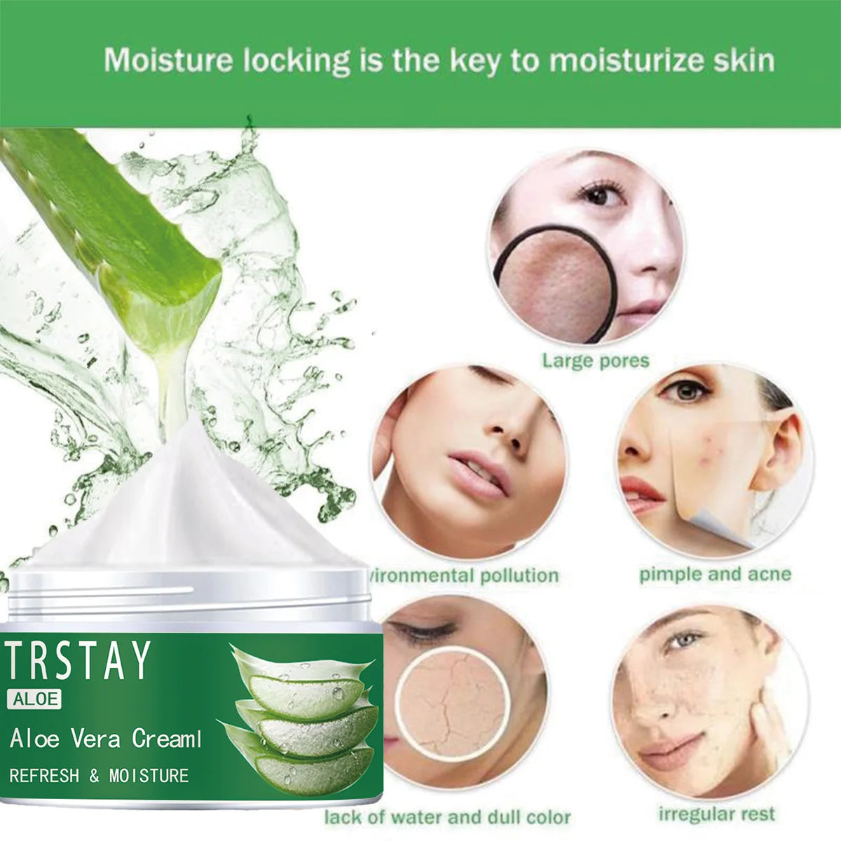 Anti-Acne Natural Aloe Vera Gel Natural Face Creams Moisturizer Acne Treatment Scar Repair Gel for Skin Repair