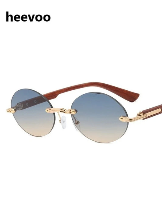 Vintage Frameless Sunglasses Women Men Rimless Wooden Glasses Luxury Brand Fashion Outdoor Driving Eyewear Shades Female UV400