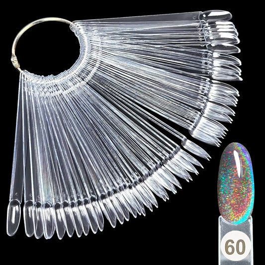 False Nail Tips Nail Swatch Nail Art Display Sticks Acrylic Fan Gel Nail Polish Showing Shelf 30/60 pcs Practice Manicure Tool