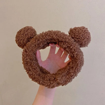 Cute Bear Hair Band Women's Face Wash Facial Mask Makeup Headwear Plush Hair Band Anti Slip Hair Band Hair Hccessories