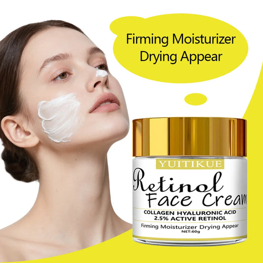2.5% Retinol Face Cream 60g - Collagen & Hyaluronic Acid, Firming & Moisturizing, Reduces Wrinkles & Dryness, Fast Absorbing