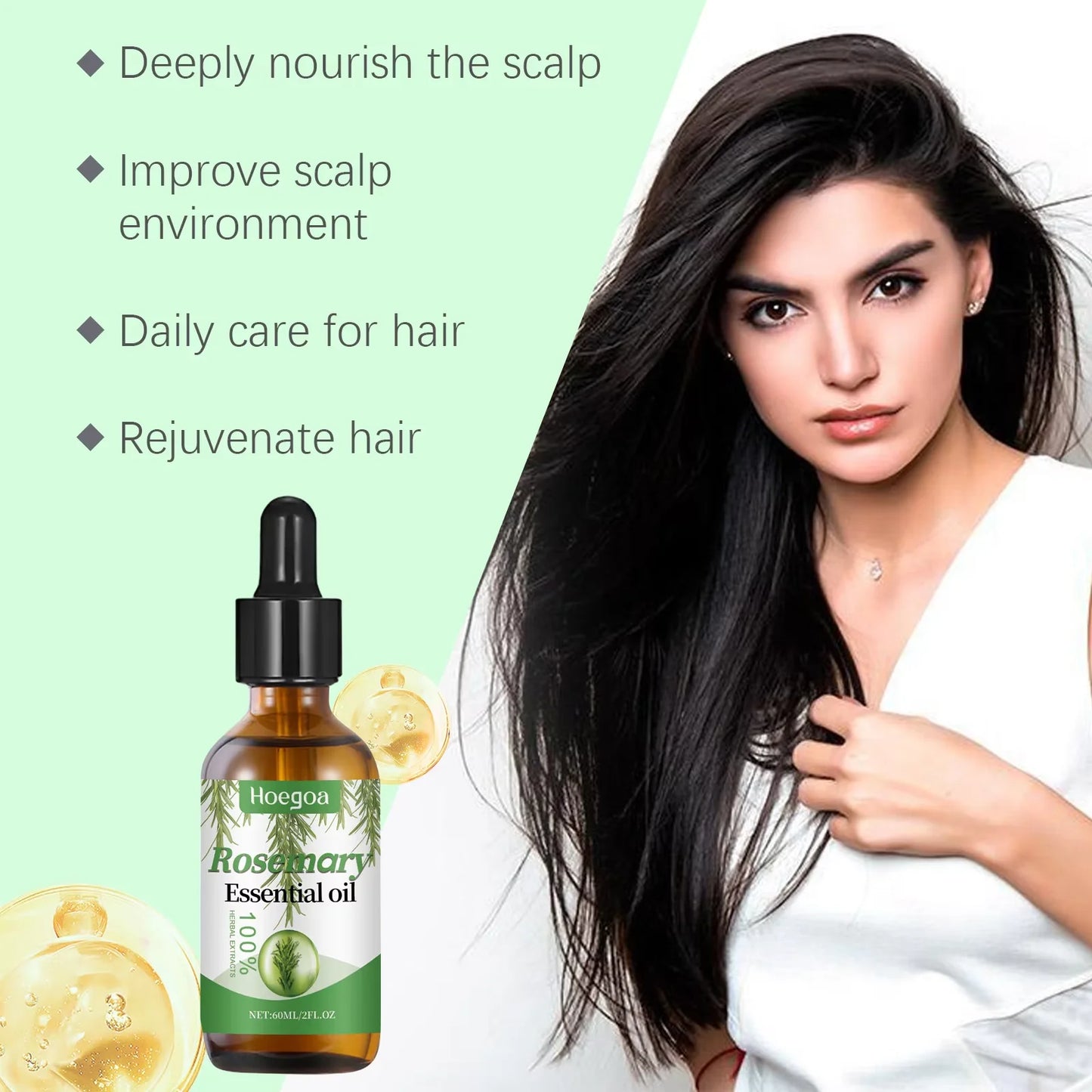 Rosemary Hair Care Essential Oil Scalp Strengthening Nourish Shiny Treatment for Split Ends and Dry Smooth Organic Hair Products