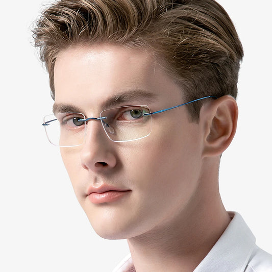 FONEX B Titanium Glasses Frame Men New Brand Design Rimless Square Eyeglasses Frameless Women Ultralight Japanese Eyewear 85634