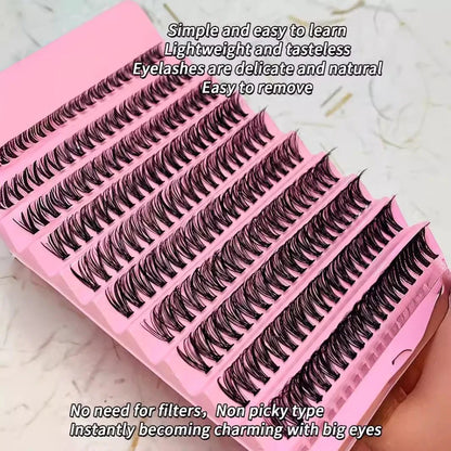 10 Rows Cluster Lashes Individual 40D Thickness Mixed Length 8-16mm D Curl Natural&Anime Look Individual Lash Clusters 3D Effect