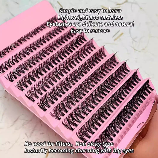 10 Rows Cluster Lashes Individual 40D Thickness Mixed Length 8-16mm D Curl Natural&Anime Look Individual Lash Clusters 3D Effect