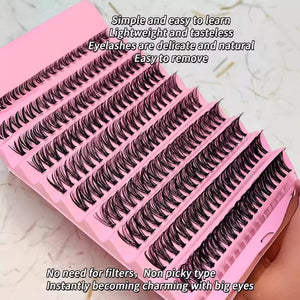 10 Rows Cluster Lashes Individual 40D Thickness Mixed Length 8-16mm D Curl Natural&Anime Look Individual Lash Clusters 3D Effect