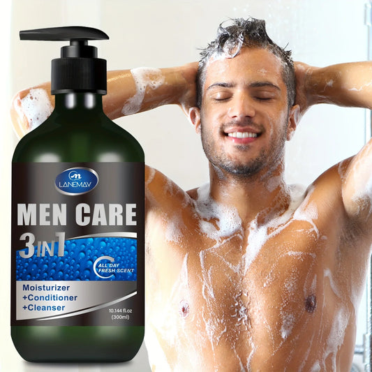 Men 3-in-1 Body, Hair and Face Wash, Rebuild Light Beige in the Shower with Plant-Based Cleansers and Moisturizers