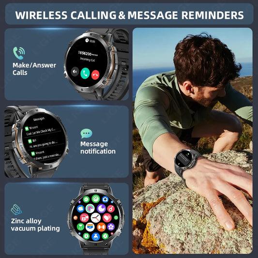 LIGE 2025 GPS Smart Watch Men Bluetooth Call 1ATM Waterproof Smartwatch Compass 1.73'' HD AMOLED 900mAh Fitness Sport Smartwatch