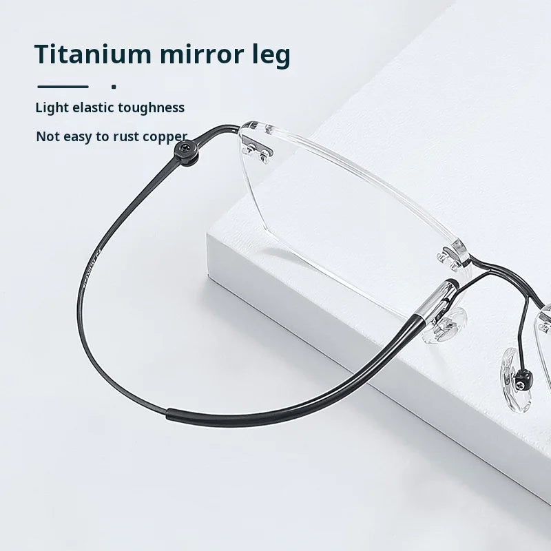 Lzabella Titanium Rectangular rimless Eyeglasses Frame Simple And Stylish Men and Women Lightweight Frameless Glasses 1603
