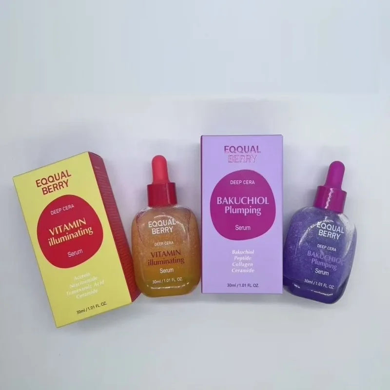 30ML EQQUALBERRY BAKUCHIOL Plumping Serum 5,000 PPM Retinol Alternative Vitamin C Serum Whitening Smoothing Facial Skin Care