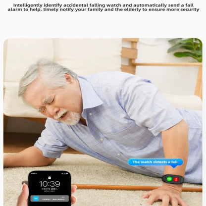 GPS Positioning Elderly Smartwatch Long-Term Standby Fall Alarm Watch Heart Rate Health Monitor SOS Call Waterproof Smart Watch