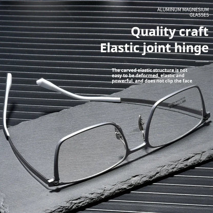 TFTB Ultra-light Pure Titanium Men's Square Eyewear Business Fashion Aluminum Magnesium Optical Prescription Glasses Frame 144mm