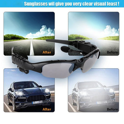Glasses Headset Stereo Earphones Wireless Headset with Mic Glasses Sunglasses for Driving Cycling Sports Headphones