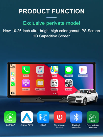 10.26 Inch Car Mirror Radio Multimedia Video Player Universal Wireless Carplay 5G Wifi BT High-performance CPU HDR QLED Screen