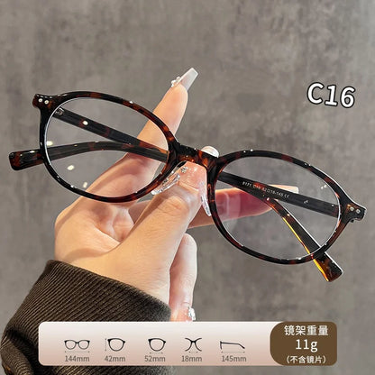 JAEVAR Retro Oval Glasses Frame Ultra Light Oval Women's Glasses Frame TR90 Anti Blue Light Optical Prescription Frame 8171
