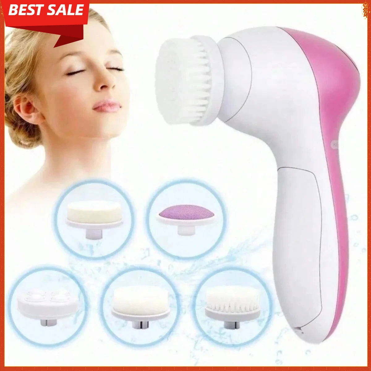 Ultrasonic Face Cleanser Tool, 5 in 1 Electric Skin Care Massager for Deep Pore Cleansing, Removing Dead Skin Cells