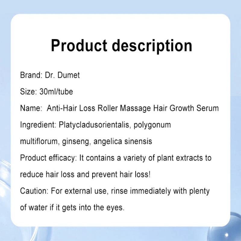 Anti-Hair Loss Roller Massage Hair Growth Serum Improve Hair Lose Care Biotin Herbal Serum Growth Nourishing Soothing Scalp Seru