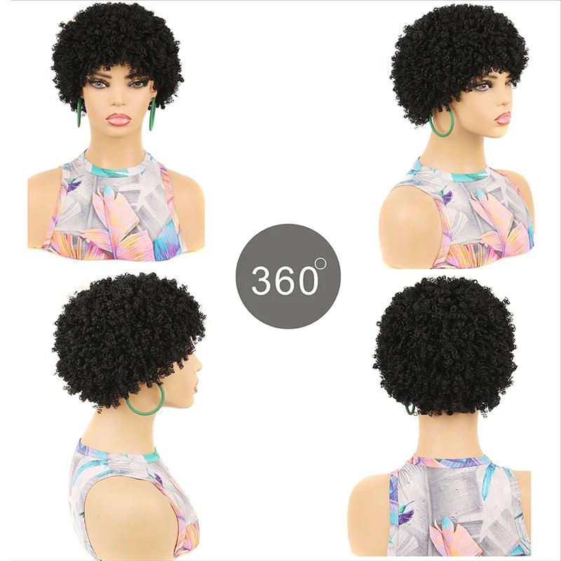 Synthetic Short Soft  Afro Kinky Curly Wigs for Black Women Glueless Black Wig  Hair Wigs Allure