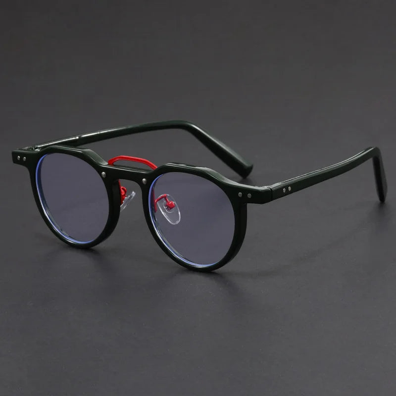 Imitation Acetate Round Glasses Frame Retro Japanese Myopia Optical Eyeglasses frame for Men Women Sturdy Metal inset Eyewear
