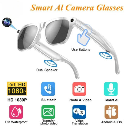4K high-definition AI smart glasses camera Bluetooth call 260Mah battery voice assistant for translating and listening to music