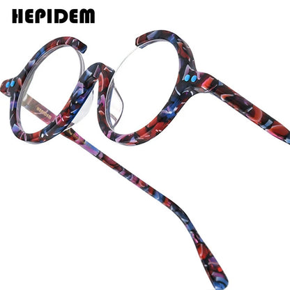 HEPIDEM Acetate Glasses Men Brand Designer Round Women Nerd Eyeglasses Frame Japanese Handmade Spectacles Vintage Eyewear 9191