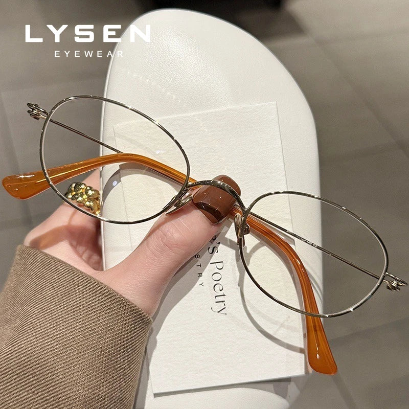 LYSEN Vintage Pure Titanium Oval Frame Myopia Prescription Glasses Blue Light Blocking Reading Glasses Customizable Progressive