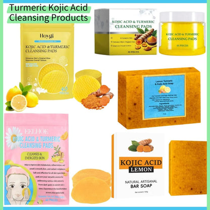 Turmeric Kojic Acid Cleansing products Exfoliating Cleansing Pads Skin Care oil-control Lemon Kojic Acid Soap Daily Cleansing