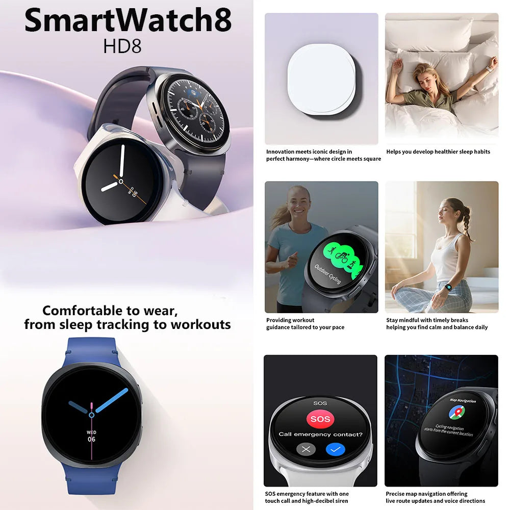 New Watch 8 Ultra Smart Watch Men NFC Health Monitoring Bluetooth Call 100+ Sports Mode IP68 Waterproof Smartwatch Women 2025