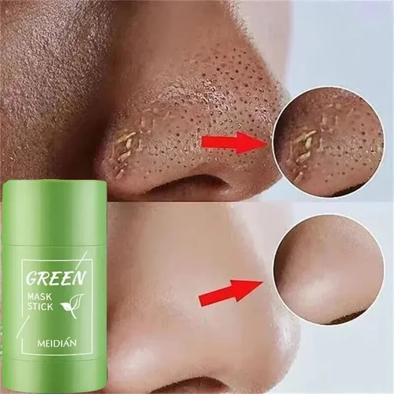 Remove Blackhead Mud Mask Green Tea Face Clean Stick Dispel Pimple Blemish Shrink Pores Oil Control Exfoliating Whiten Skin Care
