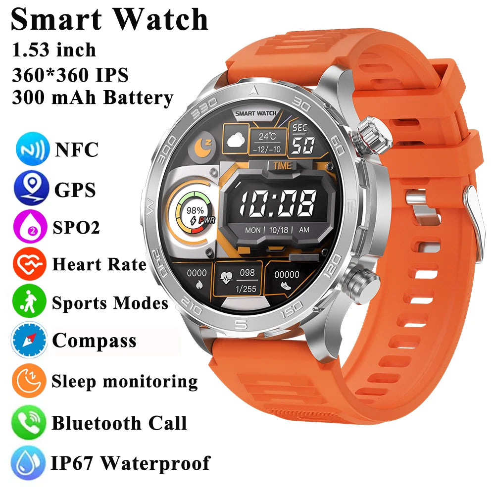 2025 New Smart Watch Watch HD Screen Bluetooth Call GPS Trajectory NFC Heart Rate Compass Outdoor Sports Waterproof SmartWatch