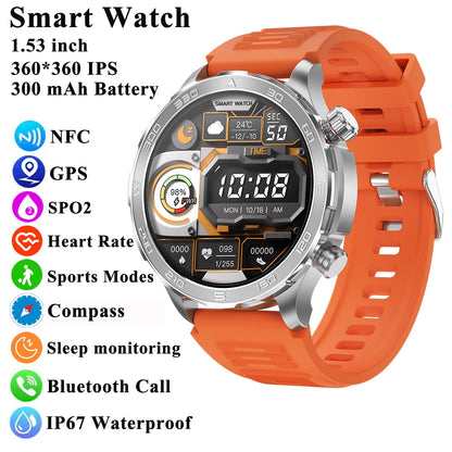 2025 New Smart Watch Watch HD Screen Bluetooth Call GPS Trajectory NFC Heart Rate Compass Outdoor Sports Waterproof SmartWatch