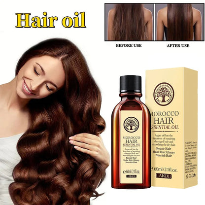 Laikou Argan Hair Oil Essential Oil Natural Anti-hair Loss Prevent Hair Dry Soft Nourishing Frizz Damaged Repair Care 60ml