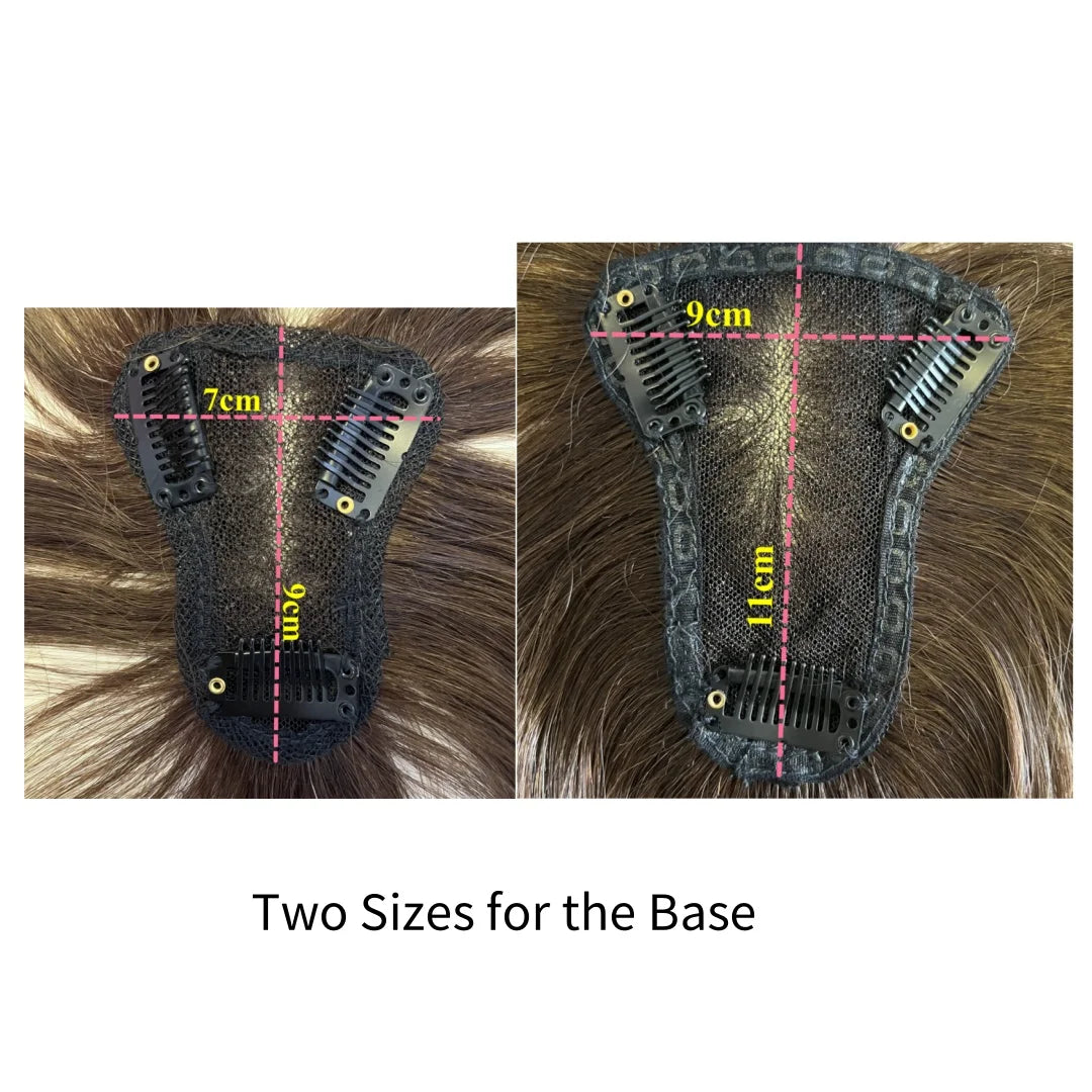 Breathable Swiss Lace Human Hair Topper for Women Dark Brown Bangs Fringe Hairline Topper Clip on Hair Piece for Thinning Hair