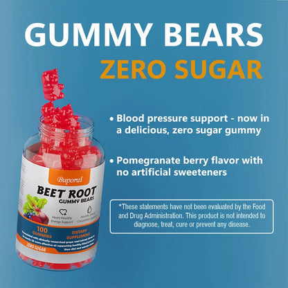 Beet Root Gummies - Supports Heart Health, Improves Circulation, Maintains Energy Levels, Vegetarian, Gluten-free