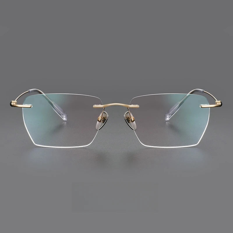 TFTB Pure Titanium Ultra-light Men's Rimless Glasses Business Retro Eyeglasses Flexible Optical Prescription Glasses Frame 142mm