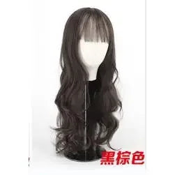 28in Long Black Straight Wig with Air Bangs for Women Heat Resistant Fashion Elegant Synthetic Wig for Cosplay and Daily Party