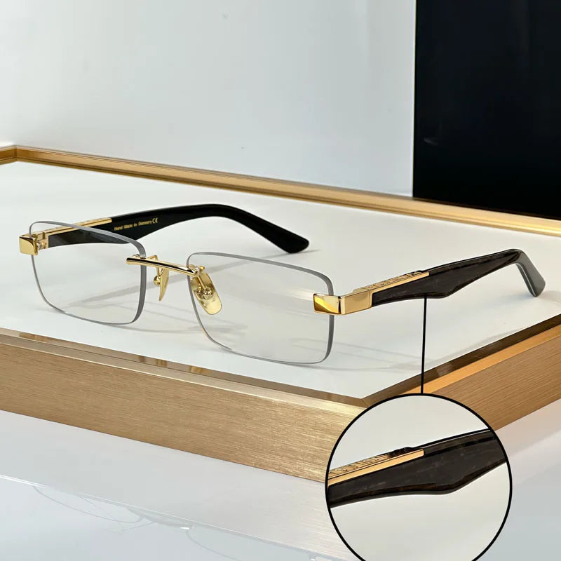 THE ARTIST III Designer Rimless Sunglasses Rectangle Men Alloy Acetate Germany Brand Trendy Classical High Quality Women UV400