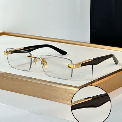 THE ARTIST III Designer Rimless Sunglasses Rectangle Men Alloy Acetate Germany Brand Trendy Classical High Quality Women UV400