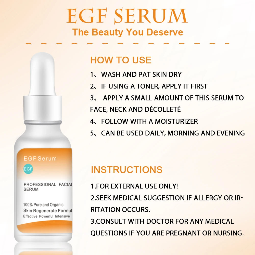 30ml EGF facial serum improves damaged skin, lightens fine lines, tightens skin and absorbs fast