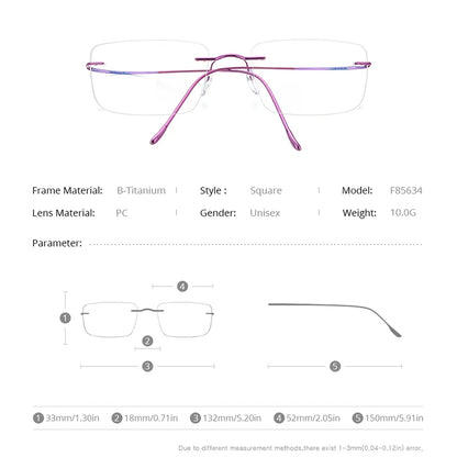 FONEX B Titanium Glasses Frame Men New Brand Design Rimless Square Eyeglasses Frameless Women Ultralight Japanese Eyewear 85634