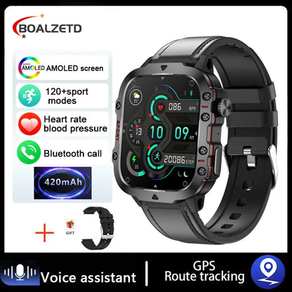 2025 New For Men Military Smart Watch Men IP68 5ATM Outdoor Sports Fitness Tracker Health Monitor 1.96" BT Call Smartwatch