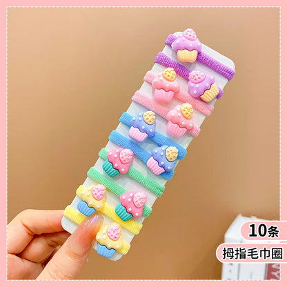 10Pcs/Set Fashion Cute Children's Rubber Band Girl's Hair Ties High Elastic Durable Hair Accessories Do Not Hurt Hair Scrunchie