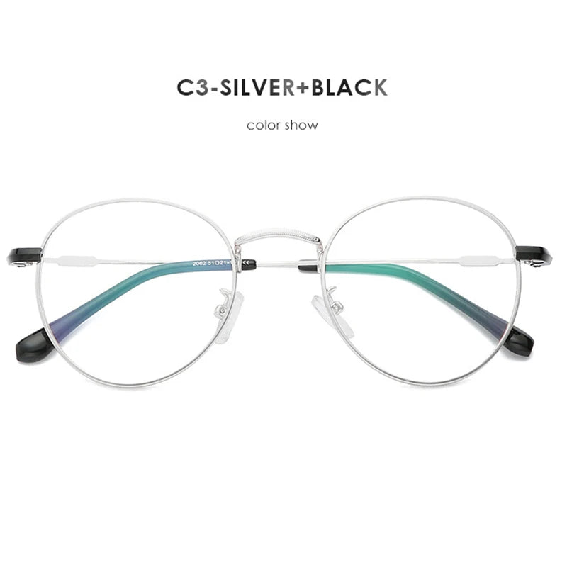 Full Rim Optical Eyeglasses Frame with Magnetic Clip-on Alloy Glasses Optical Prescription Spectacles Eyewear 2062