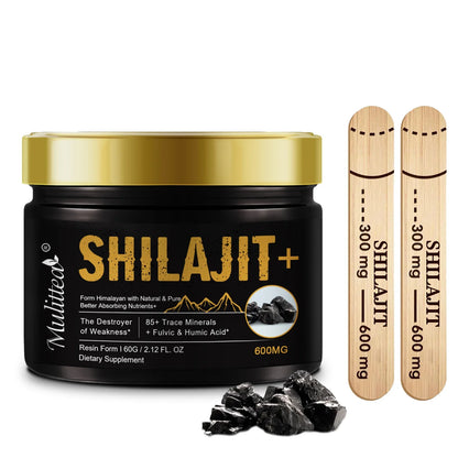 Mulittea High Purity Original Shilajit Mineral Supplements with 85+ Trace Minerals & Fulvic Acid for Man Energy Stamina